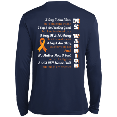Multiple Sclerosis Warrior-T-Shirt & Hoodie-Long Sleeve T-Shirt-Navy