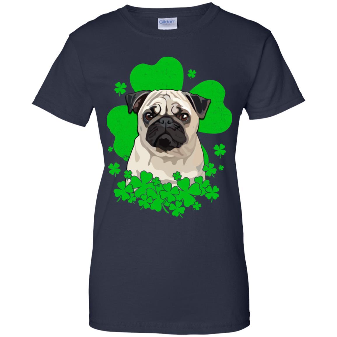 Pug St. Patrick's Day Clovers-T-Shirt & Hoodie-Women's T-Shirt-Navy