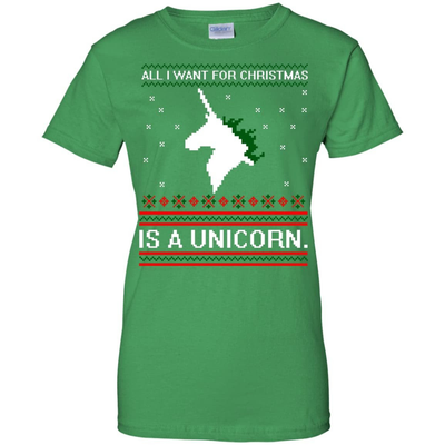All I Want For Christmas Is A Unicorn Sweater-T-Shirt & Hoodie-Women's T-Shirt-Irish Green
