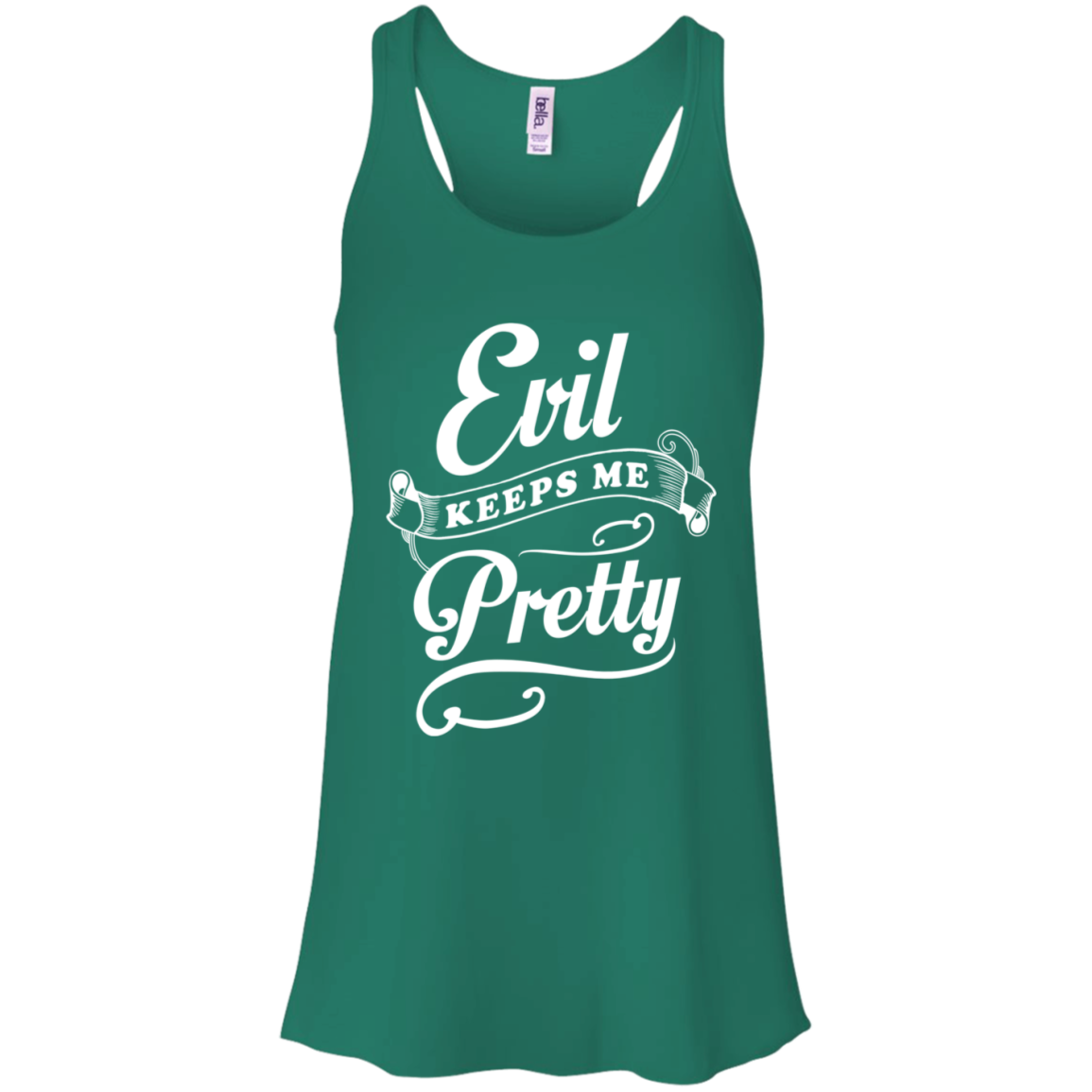 Evil Keeps Me Pretty-T-Shirt & Tank Top-Women's Flowy Racerback Tank-Kelly Green