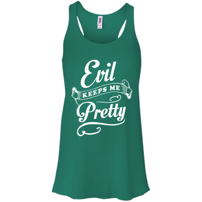 Evil Keeps Me Pretty-T-Shirt & Tank Top-Women's Flowy Racerback Tank-Kelly Green
