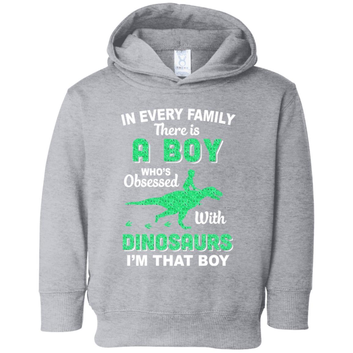 A Boy Who's Obsessed With Dinosaurs I Am That Boy Kids Youth-Youth Shirt-Toddler Fleece Hoodie-Heather Grey