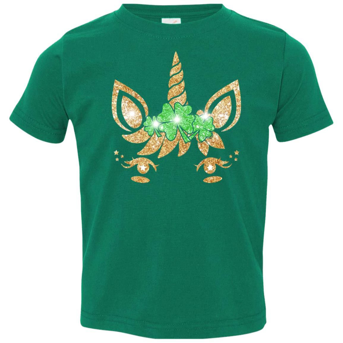 Unicorn Face Saint Patrick's Day For Girls Youth-Youth Shirt-Toddler T-Shirt-Kelly