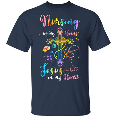 Nursing In My Veins Jesus In My Heart-T-Shirt & Hoodie-Classic T-Shirt-Navy