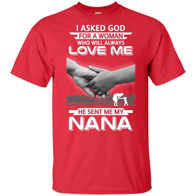 I Asked God For A Woman Who Always Love Me Nana Youth-Youth Shirt-Youth T-Shirt-Red