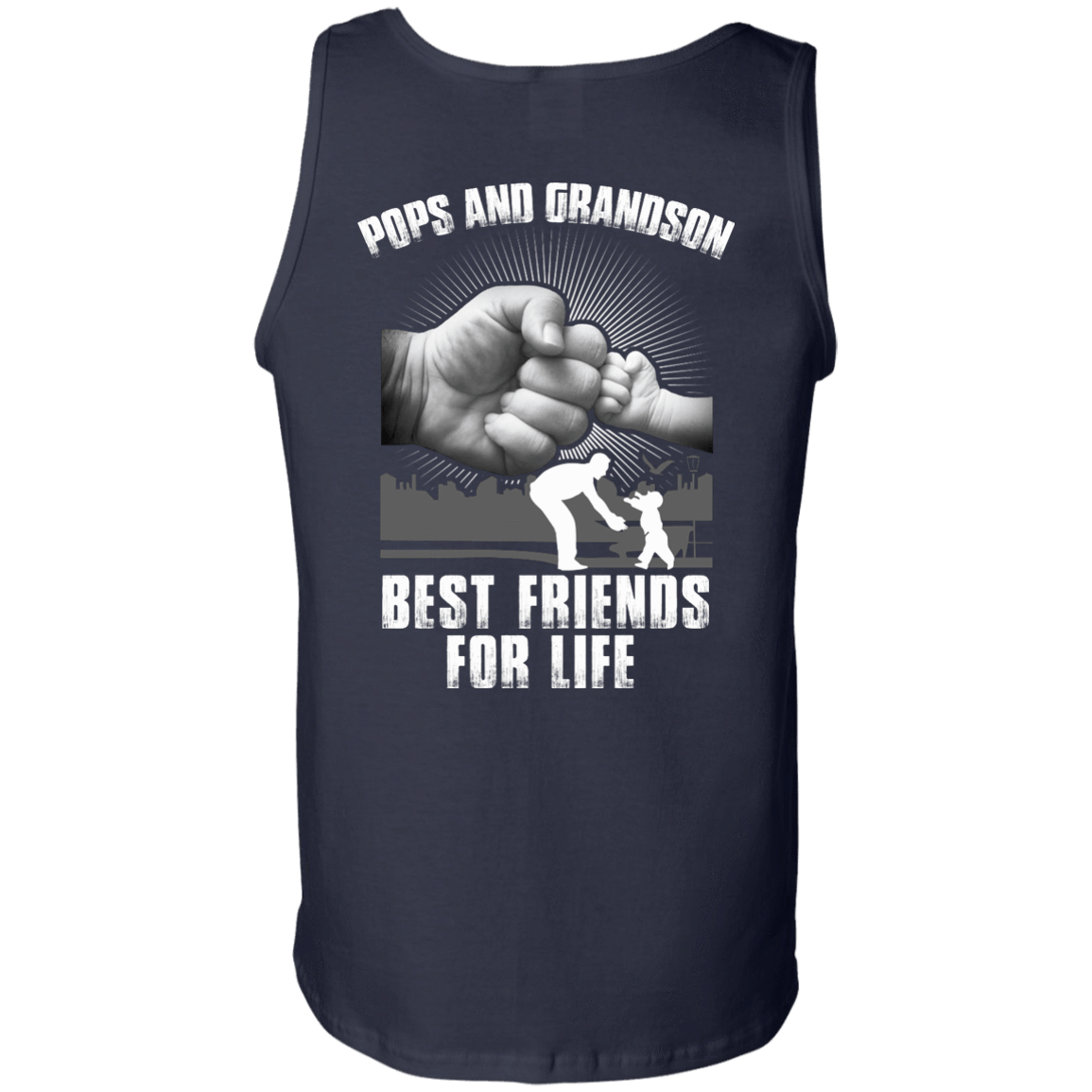 Pops And Grandson Best Friends For Life-T-Shirt & Hoodie-Unisex Tank-Navy