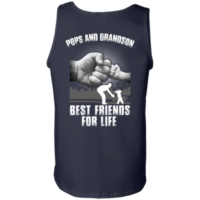 Pops And Grandson Best Friends For Life-T-Shirt & Hoodie-Unisex Tank-Navy