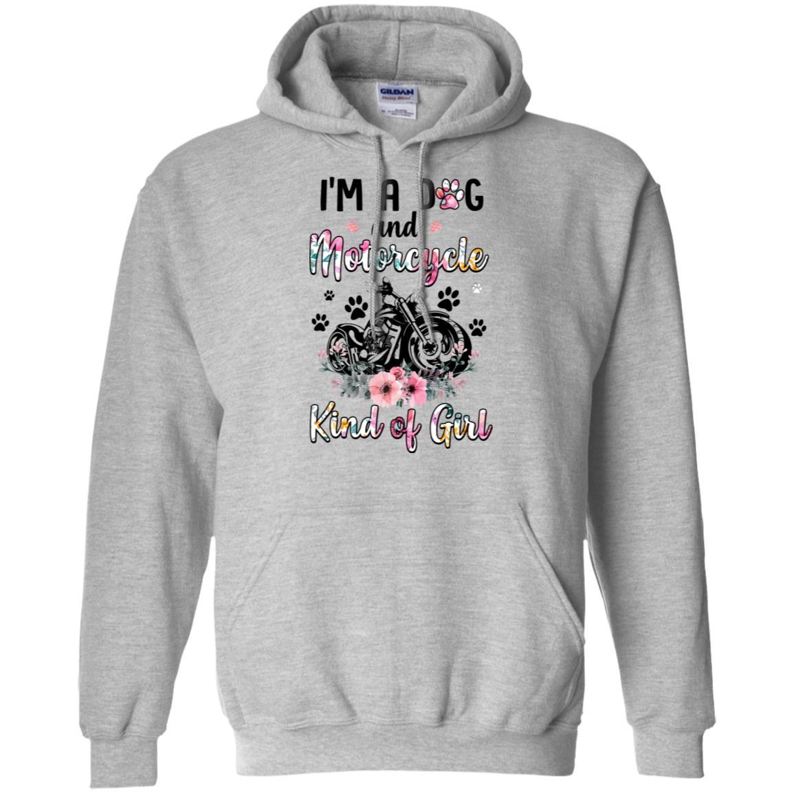 I'm A Dog And Motorcycle Kind Of Girl-T-Shirt & Tank Top-Pullover Hoodie-Sport Grey