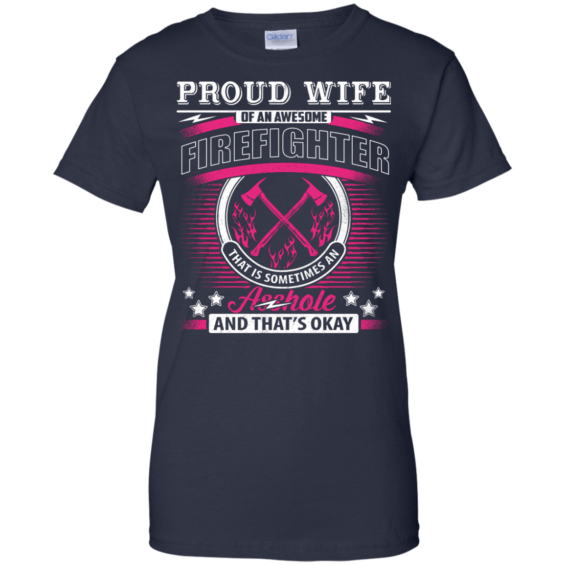 Proud Wife Of An Awesome Firefighter-T-Shirt & Hoodie-Women's T-Shirt-Navy