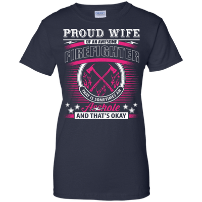 Proud Wife Of An Awesome Firefighter-T-Shirt & Hoodie-Women's T-Shirt-Navy