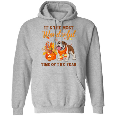 Bulldog Autumn It's The Most Wonderful Time Of The Year-T-Shirt & Hoodie-Pullover Hoodie-Sport Grey