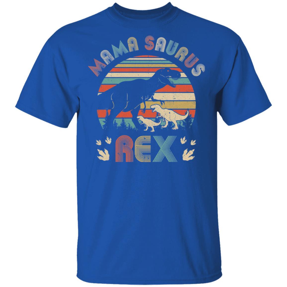 Funny Mamasaurus Rex Mom And Two Kids Dinosaur-T-Shirt & Tank Top-Classic T-Shirt-Royal