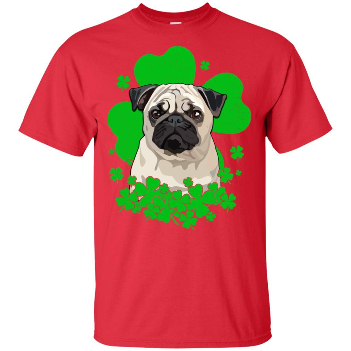 Pug St. Patrick's Day Clovers-T-Shirt & Hoodie-Classic T-Shirt-Red