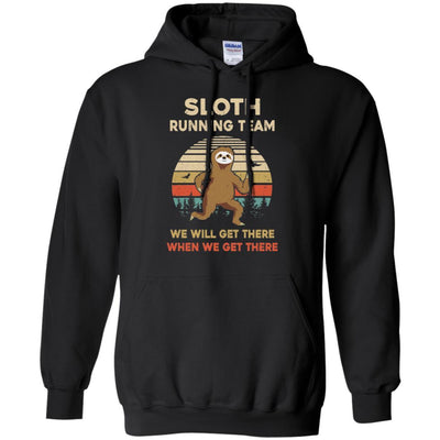 Vintage Sloth Running Team Funny For Men Women-T-Shirt & Hoodie-Pullover Hoodie-Black