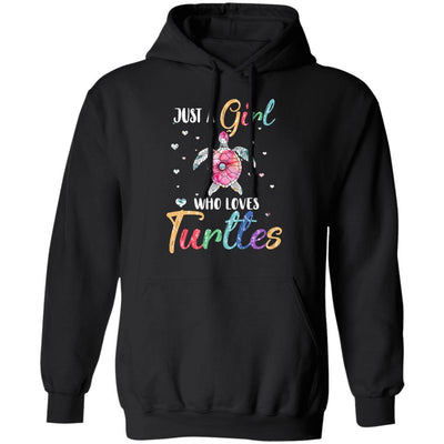 Just A Girl Who Loves Turtles Cute Turtle Lover-T-Shirt & Hoodie-Pullover Hoodie-Black