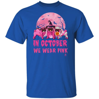 In October We Wear Pink Pugs Halloween Breast Cancer-T-Shirt & Hoodie-Classic T-Shirt-Royal