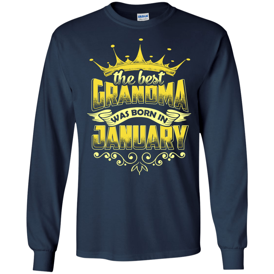 The Best Grandma Was Born In January-T-Shirt & Hoodie-Long Sleeve T-Shirt-Navy