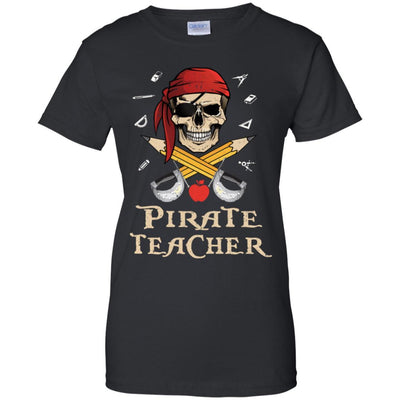 Funny Pirate Teacher Halloween Skull Adult Gift-T-Shirt & Hoodie-Women's T-Shirt-Black