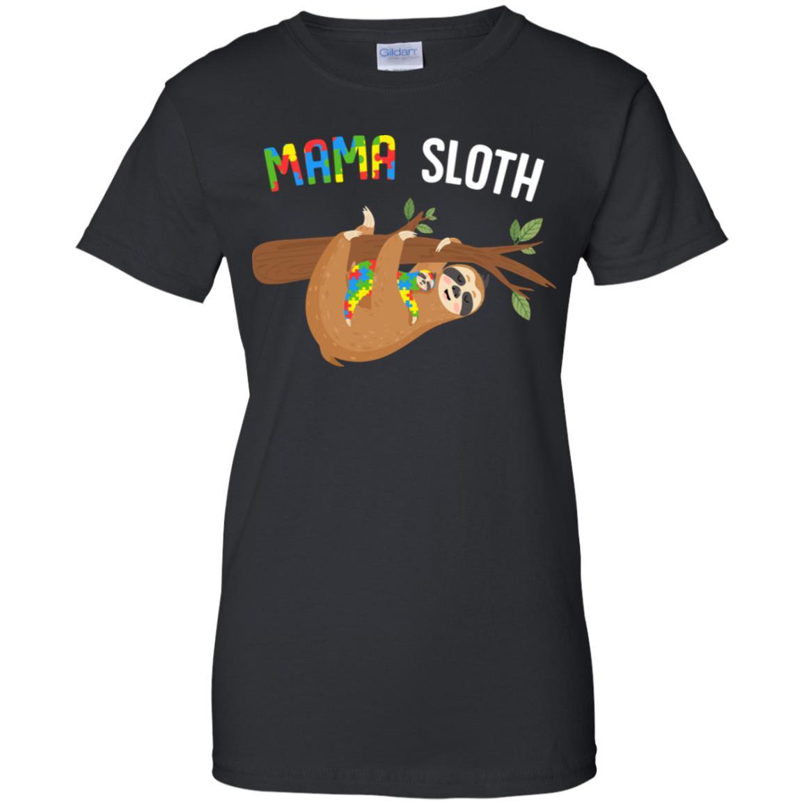 Mama Sloth Autism Awareness Mom Gift-T-Shirt & Hoodie-Women's T-Shirt-Black