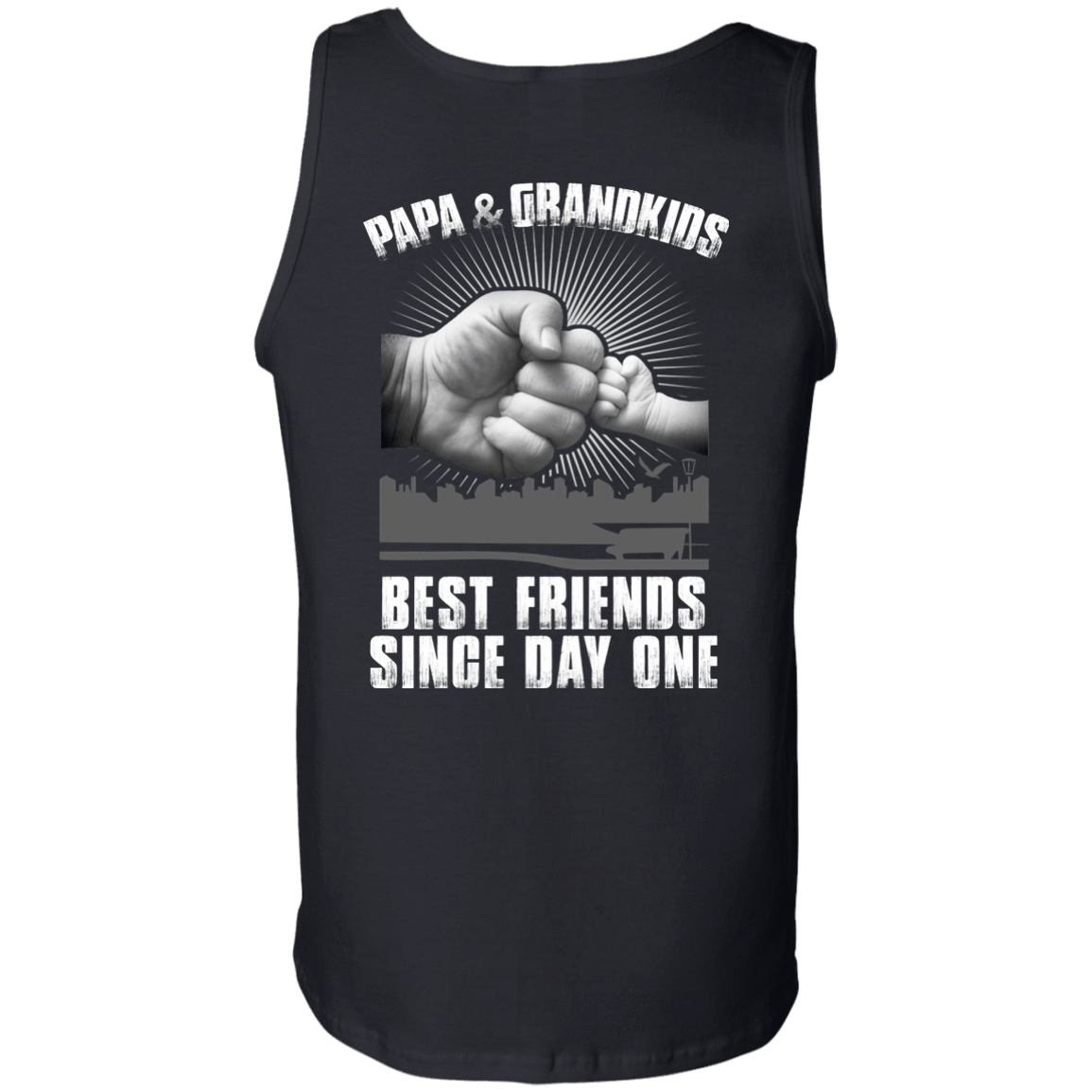 Papa And Grandkids Best Friends Single Day One-T-Shirt & Hoodie-Unisex Tank-Black
