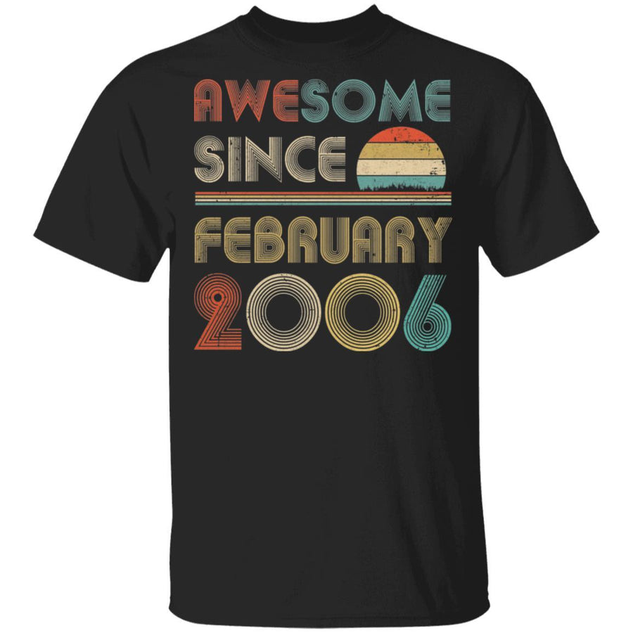 Awesome Since February 2006 Vintage 15th Birthday Gifts-T-Shirt & Hoodie-Classic T-Shirt-Black