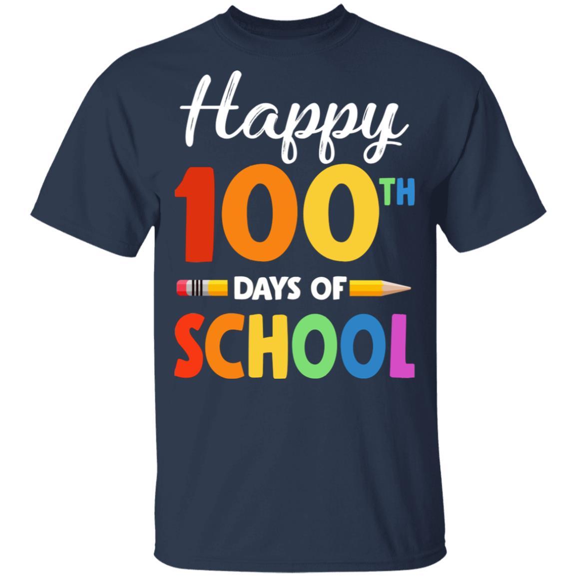 Happy 100th Day of School Teacher or Student Gift Youth-Youth Shirt-Youth T-Shirt-Navy
