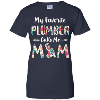 Floral My Favorite Plumber Calls Me Mom Mothers Day Gift-T-Shirt & Hoodie-Women's T-Shirt-Navy
