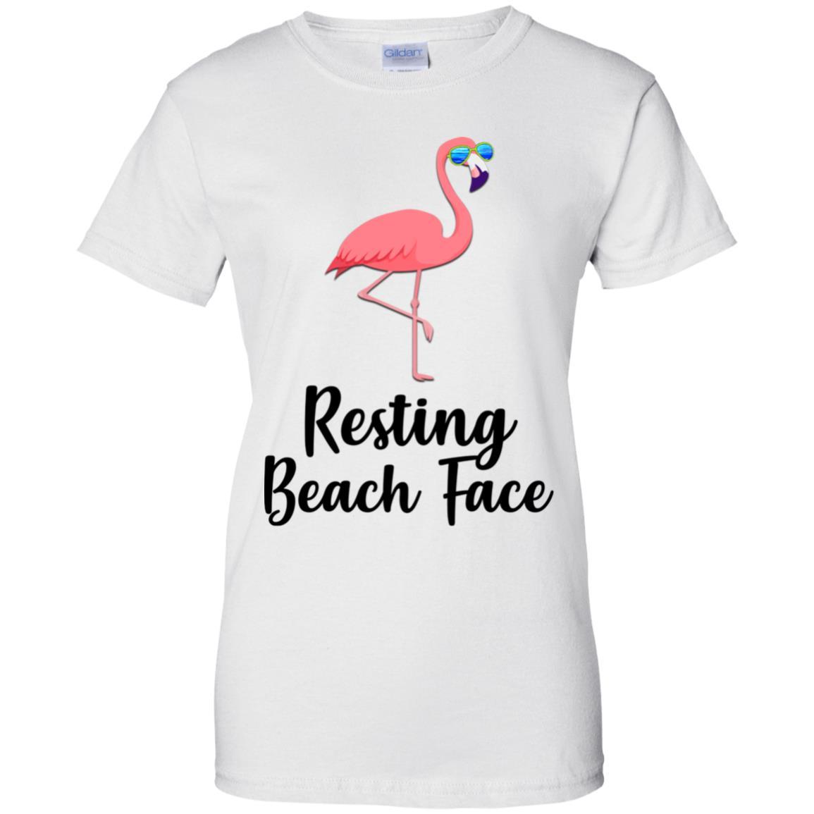 Resting Beach Face Flamingo Summer With Sunglasses-T-Shirt & Tank Top-Women's T-Shirt-White