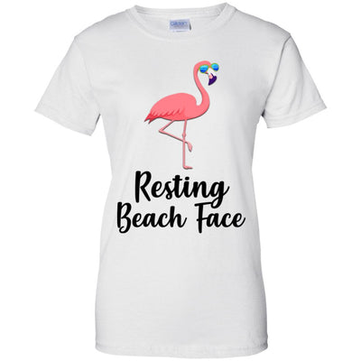 Resting Beach Face Flamingo Summer With Sunglasses-T-Shirt & Tank Top-Women's T-Shirt-White