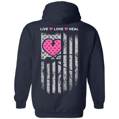 Nurse Heart Flag American Live Love Heal-T-Shirt & Hoodie-Pullover Hoodie-Navy