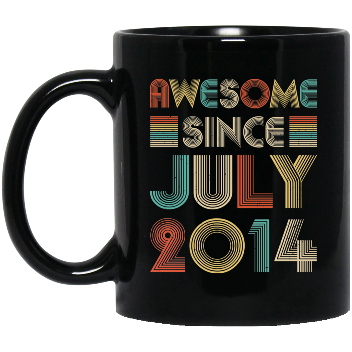 Awesome Since July 2014 Vintage 7th Birthday Gifts Youth Mug-Coffee Mug-BM11OZ 11 oz. Black Mug-Black