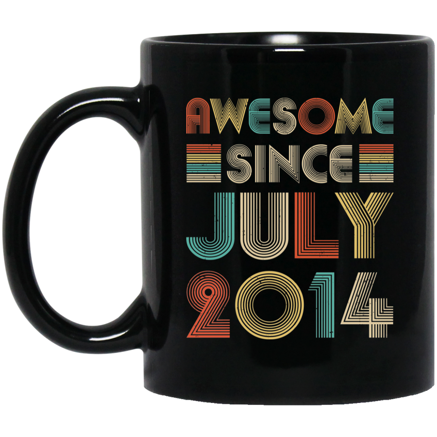 Awesome Since July 2014 Vintage 7th Birthday Gifts Youth Mug-Coffee Mug-BM11OZ 11 oz. Black Mug-Black