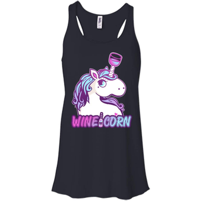 Funny Wine Unicorn Wineicorn-T-Shirt & Hoodie-Women's Flowy Racerback Tank-Midnight