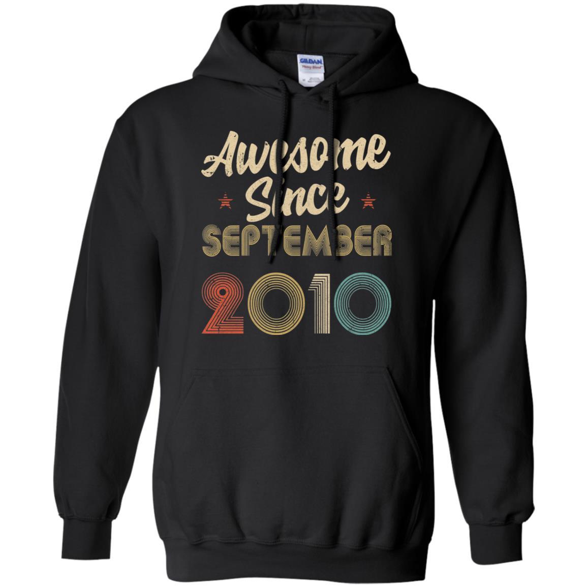 Awesome Since September 2010 Vintage 11th Birthday Gifts-T-Shirt & Hoodie-Pullover Hoodie-Black
