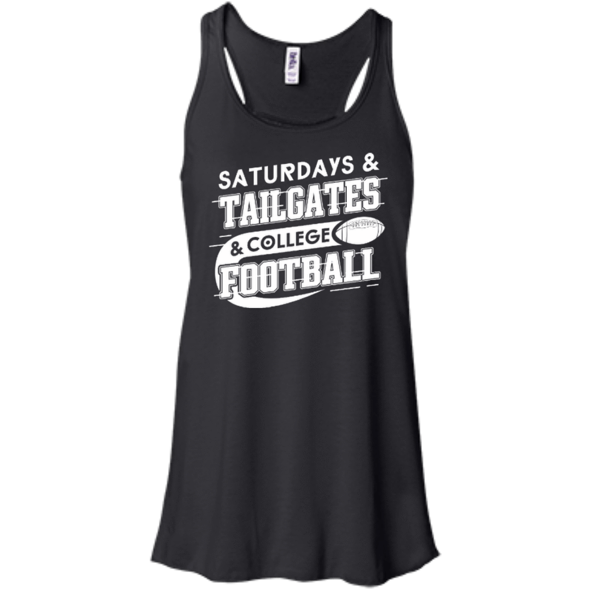SATURDAYS TAILGATES COLLEGE FOOTBALL-T-Shirt & Hoodie-Women's Flowy Racerback Tank-Black