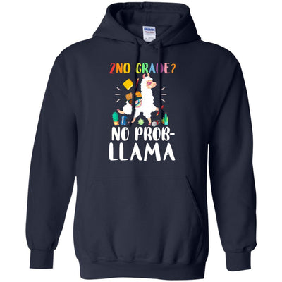 2nd Grade No Prob Llama Funny First Day Of School-T-Shirt & Hoodie-Pullover Hoodie-Navy