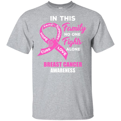 In This Family No One Fights Alone Breast Cancer-T-Shirt & Hoodie-Classic T-Shirt-Sport Grey