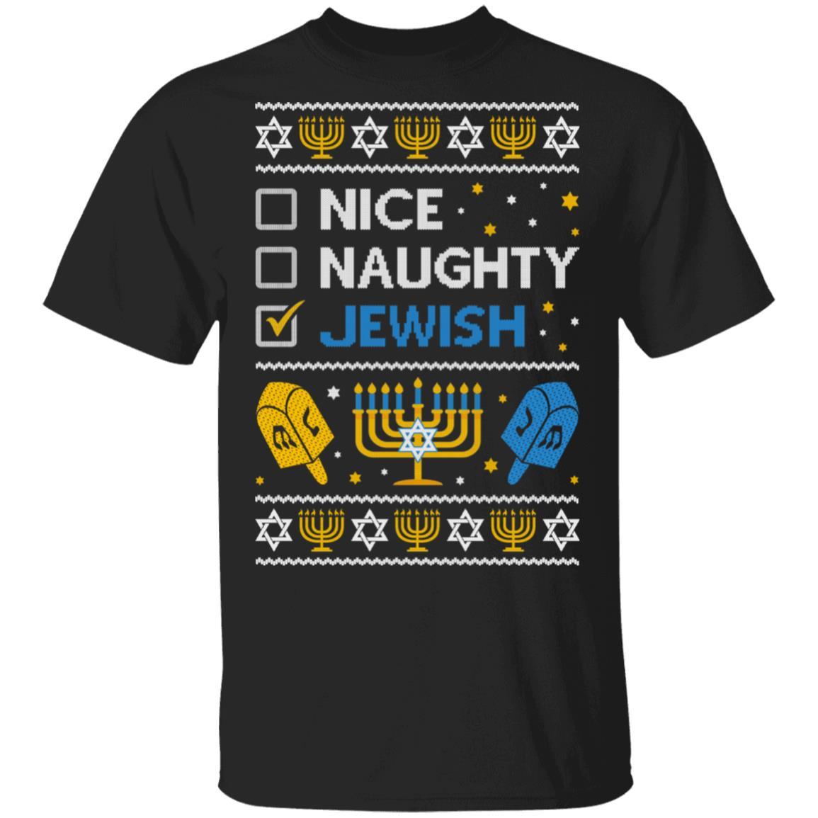 Nice Naughty Jewish Funny Hanukkah Christmas Gifts