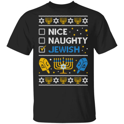 Nice Naughty Jewish Funny Hanukkah Christmas Gifts-T-Shirt & Sweatshirt-Classic T-Shirt-Black