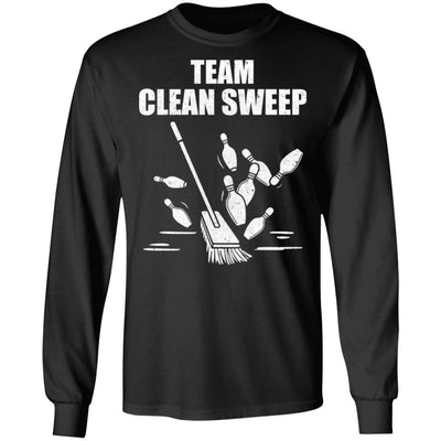 Funny Clean Sweep Bowling-T-Shirt & Hoodie-Long Sleeve T-Shirt-Black