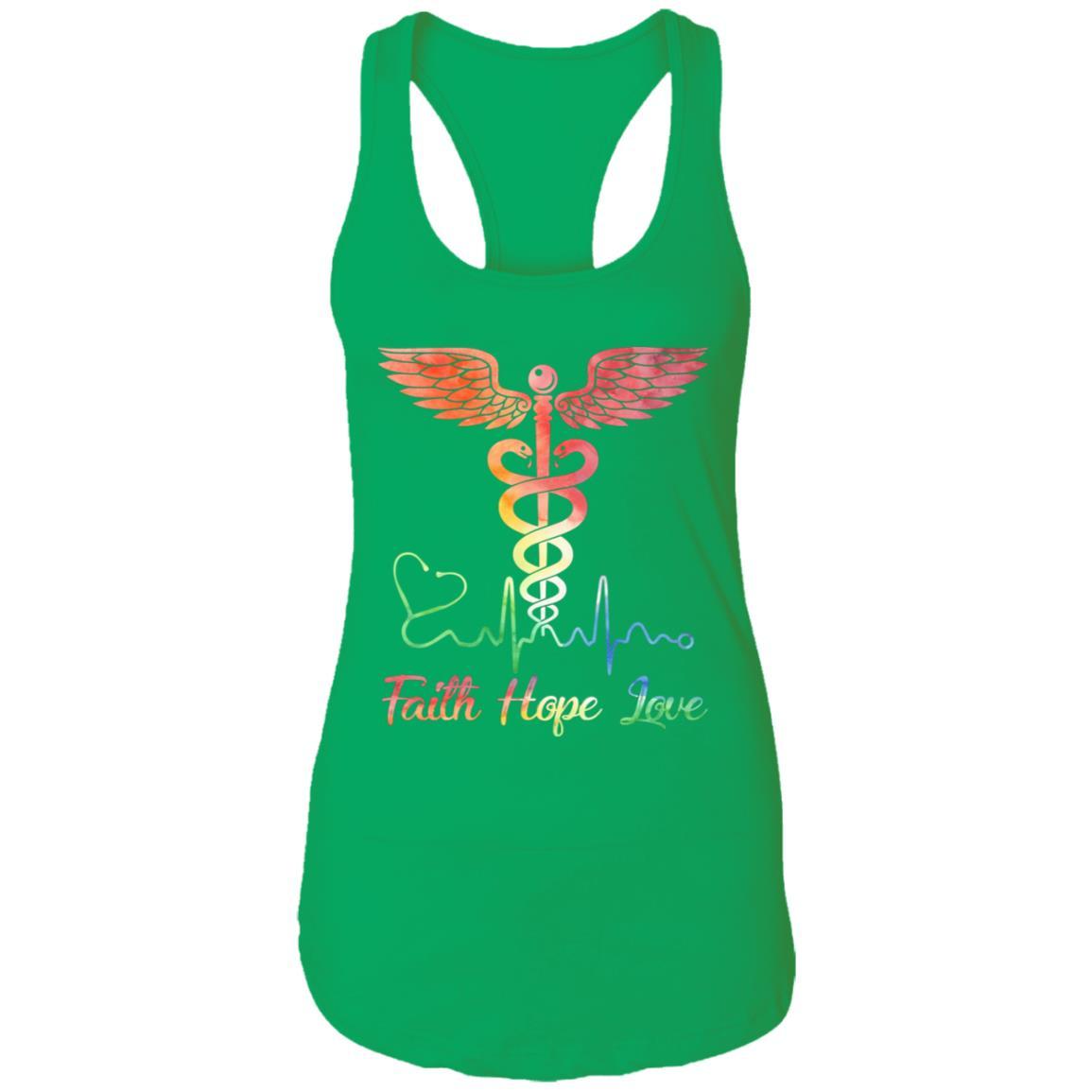 Faith Hope Love Nurse Medical Assistant Quarantine-T-Shirt & Tank Top-Women's Ideal Racerback Tank-Kelly Green