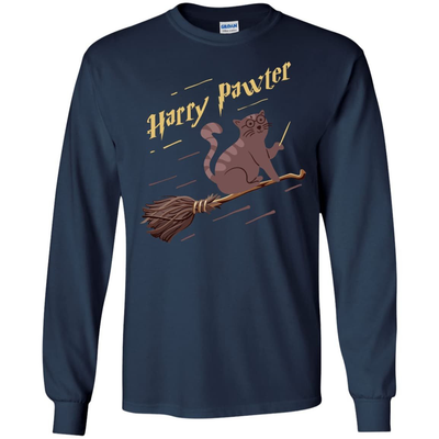 Harry Pawter Cat Lover-T-Shirt & Hoodie-Long Sleeve T-Shirt-Navy
