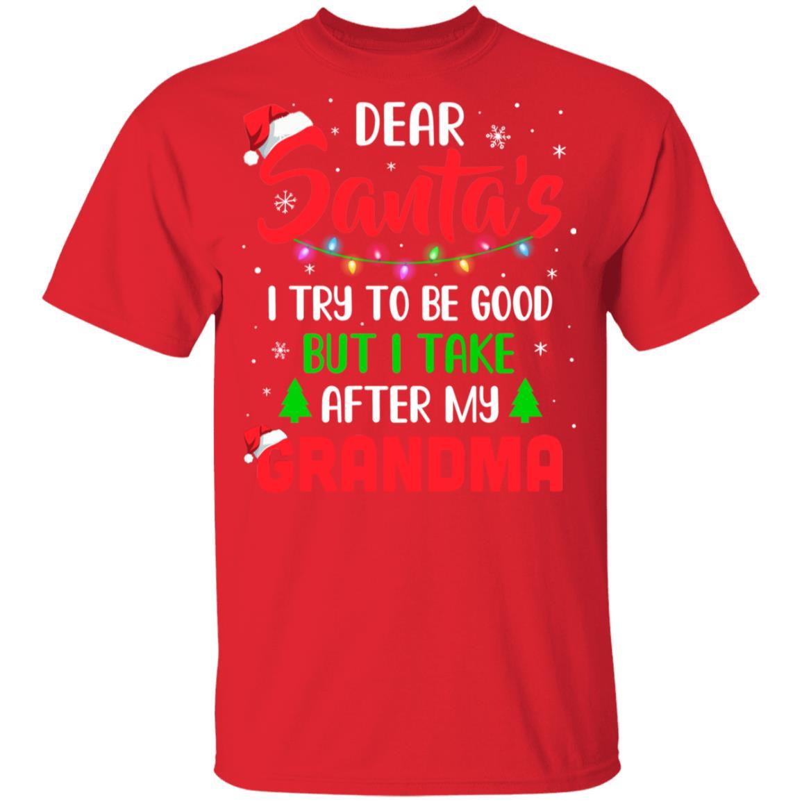 Dear Santa I Tried To Be Good But My Grandma Christmas Kids Youth-Youth Shirt-Youth T-Shirt-Red