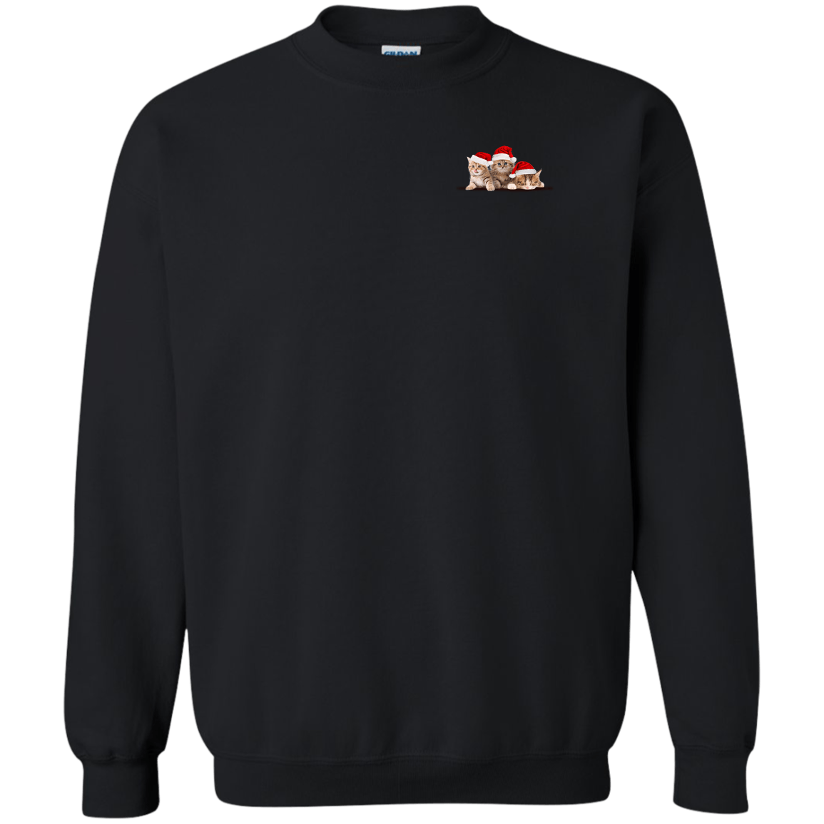 Kitten In A Pocket Cute Cat Christmas-T-Shirt & Hoodie-Crewneck Sweatshirt-Black