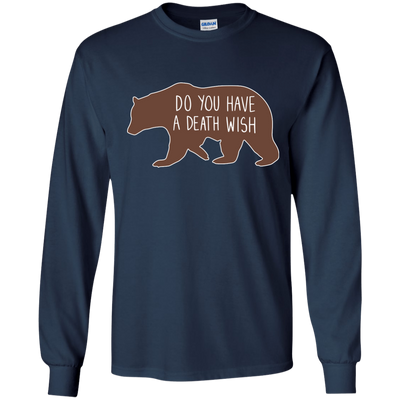 Proper way to pet a Bear lover-T-Shirt & Hoodie-Long Sleeve T-Shirt-Navy