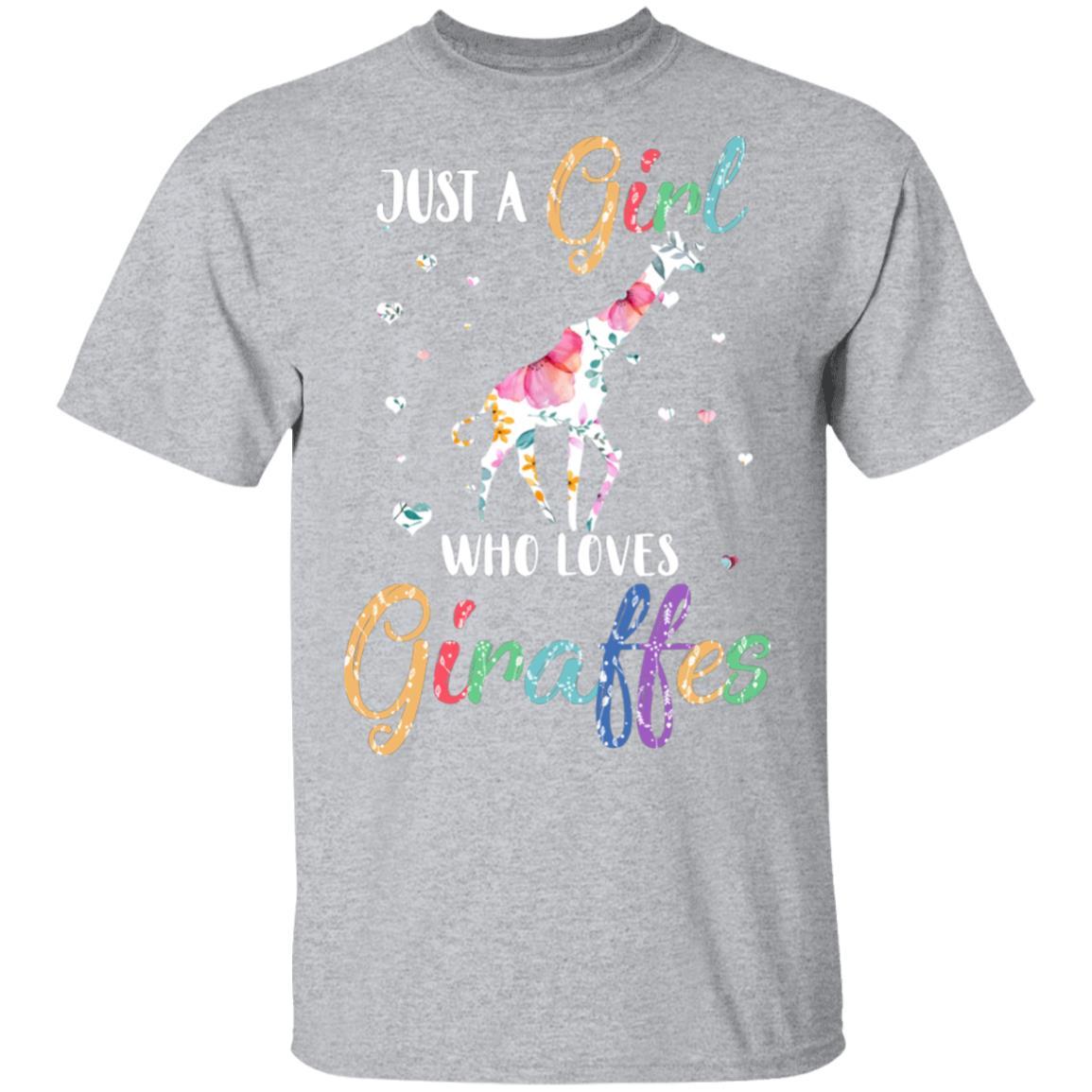 Just A Girl Who Loves Giraffes Cute Giraffe Lover-T-Shirt & Hoodie-Classic T-Shirt-Sport Grey