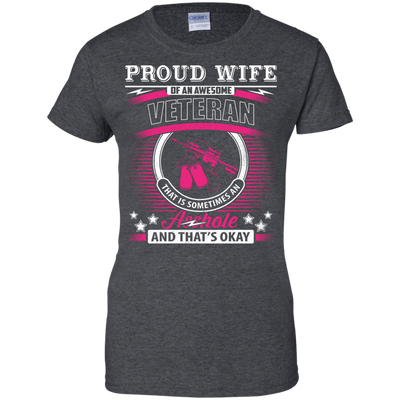 Proud Wife Of An Awesome Veteran-T-Shirt & Hoodie-Women's T-Shirt-Dark Heather