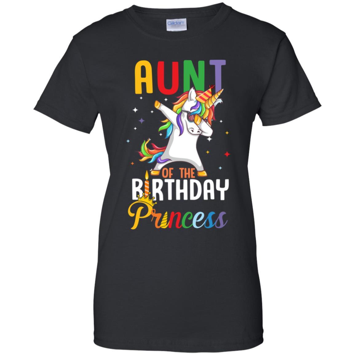 Aunt Of The Birthday Girl Dabbing Unicorn Party-T-Shirt & Hoodie-Women's T-Shirt-Black