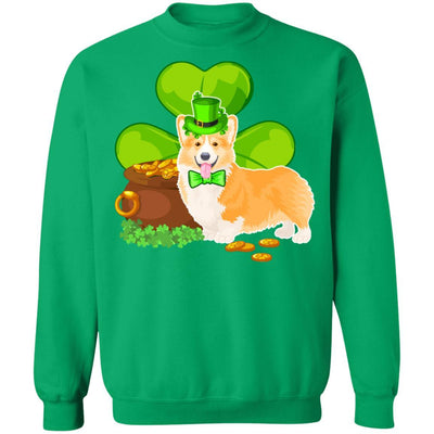 Corgi St Patrick's Day Irish Dog Lover Funny Gifts-T-Shirt & Hoodie-Crewneck Sweatshirt-Irish Green