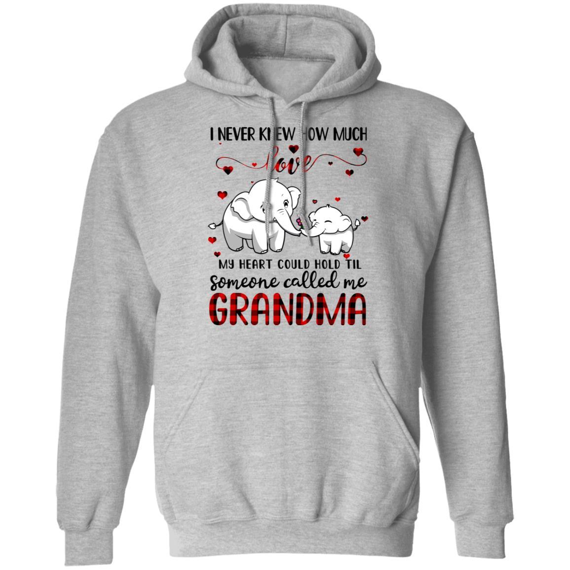 Someone Called Me Grandma Elephant Red Plaid Mother's Day-T-Shirt & Hoodie-Pullover Hoodie-Sport Grey